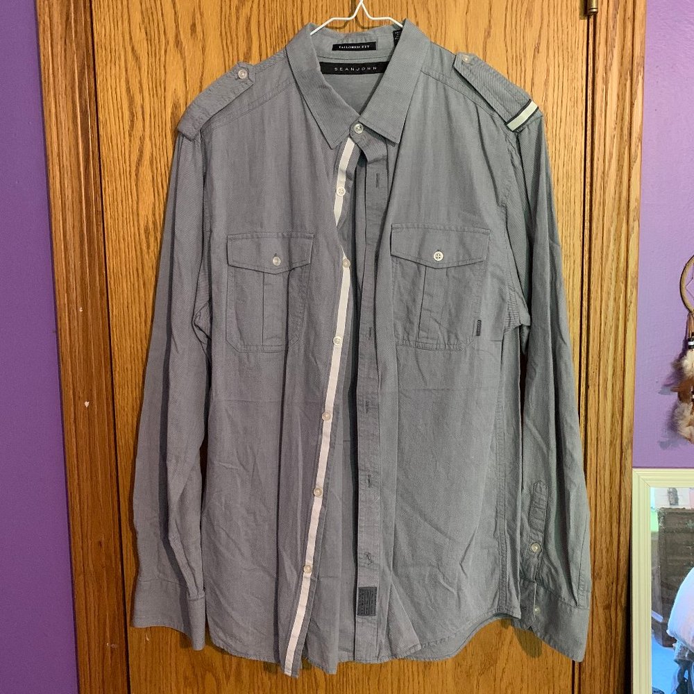 Sean John Tailored Fit Grey soft Button Down Shirt